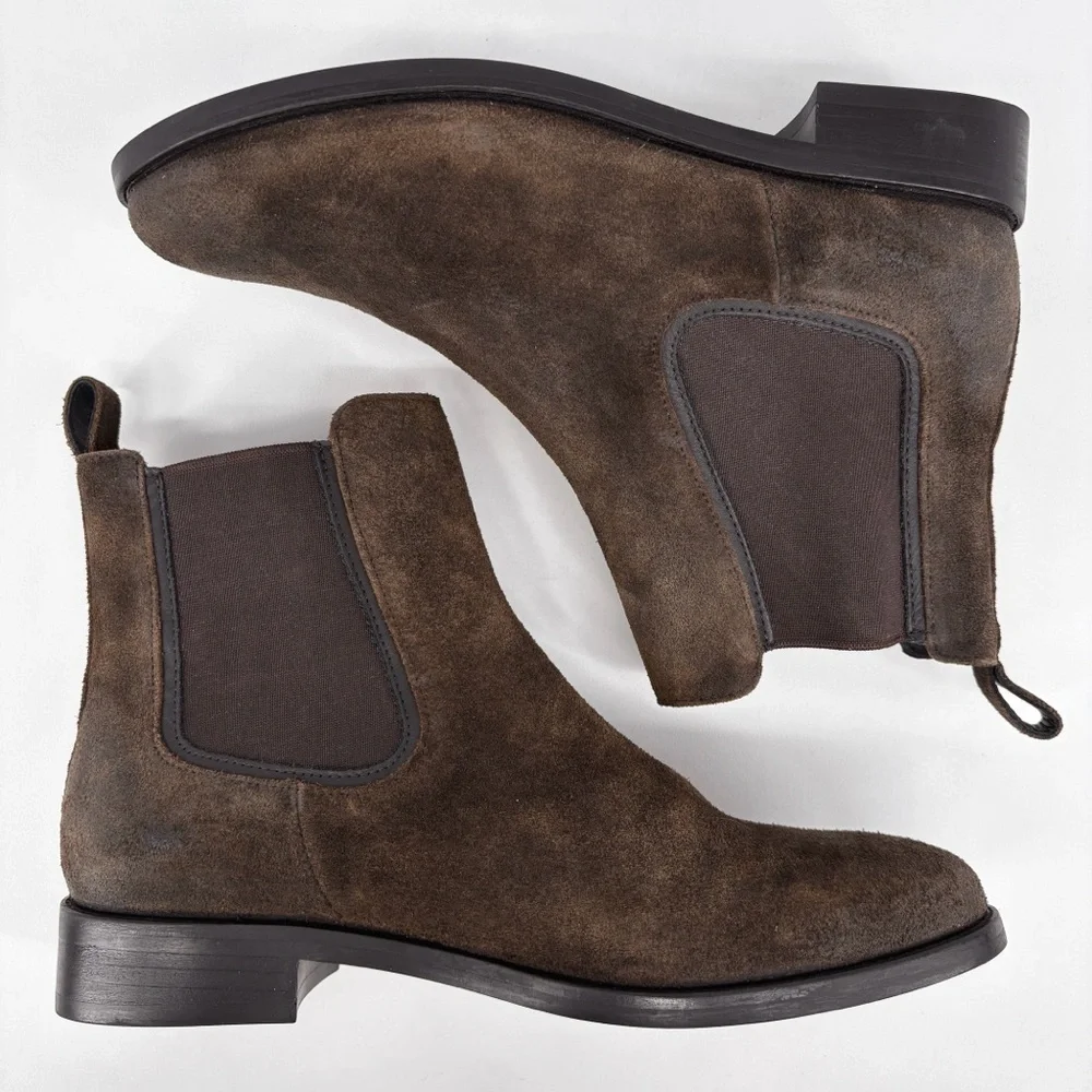 THURSDAY BOOT CO. | Duchess Leather Chelsea Boots in Olive Brown Suede | Sz 10 - Picture 9 of 15